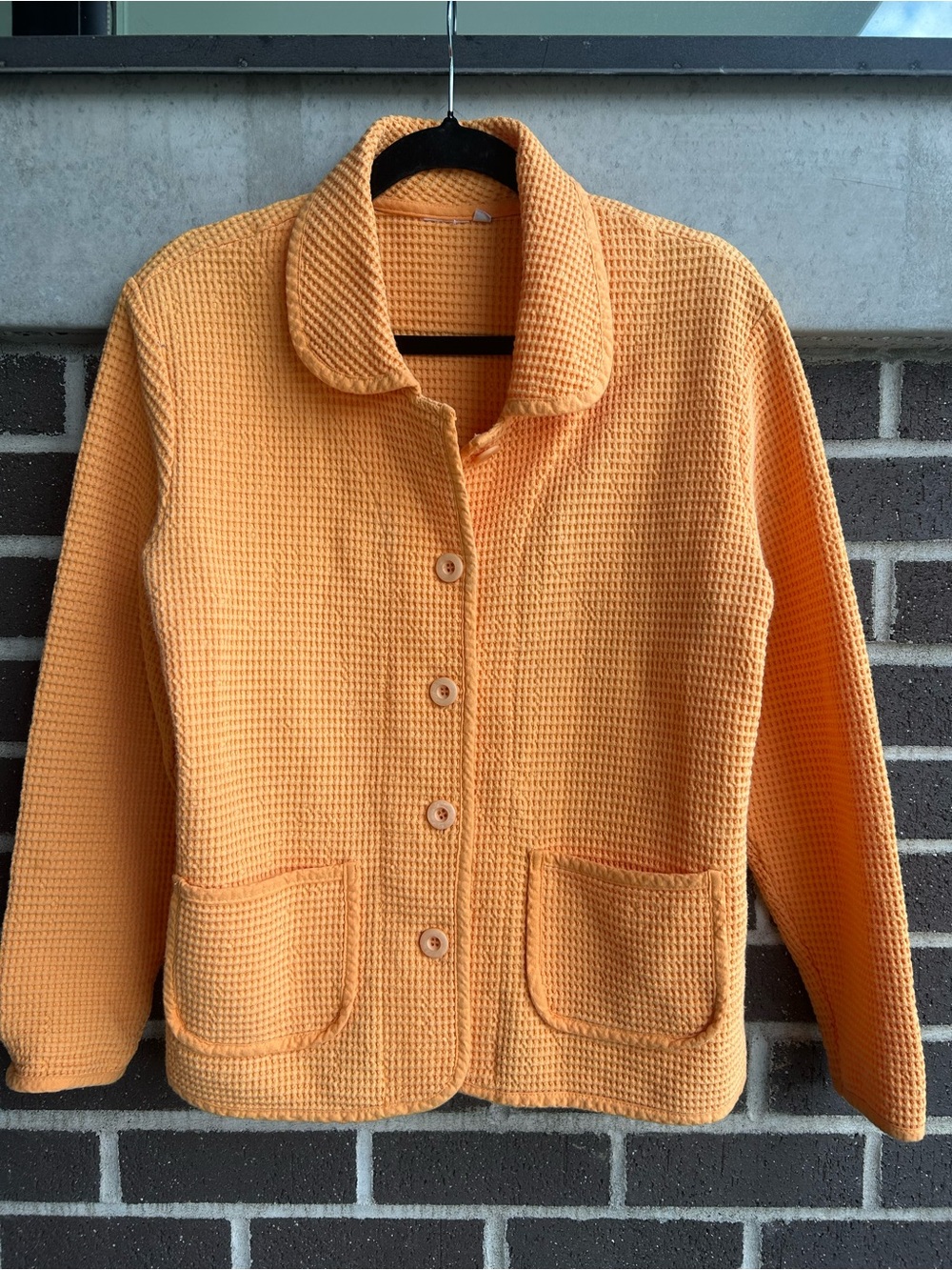 FOCUS Waffle Knit Button-Front Jacket in Warm Apricot - Size Small